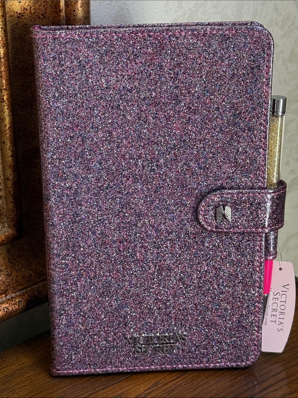 Victoria's Secret Sparkling Rose Notebook/journal Folio Case with Pen